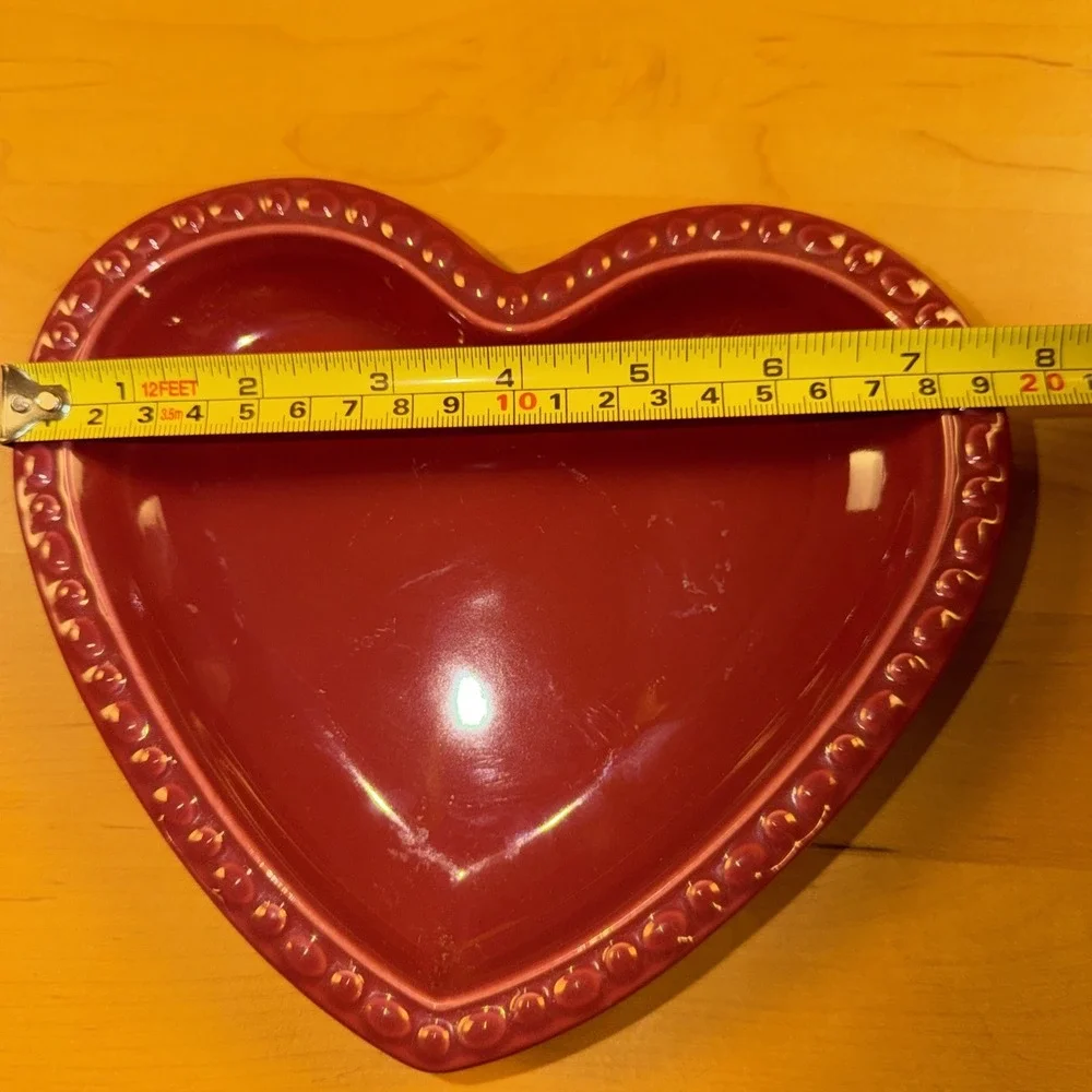 Longaberger Pottery Heart Shaped‎ Plate Paprika Red